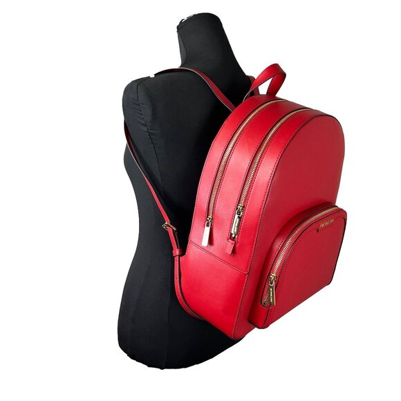 NEW Michael Kors Jaycee Large Red Leather Backpack Bookbag School Womens NWT - Picture 3 of 7